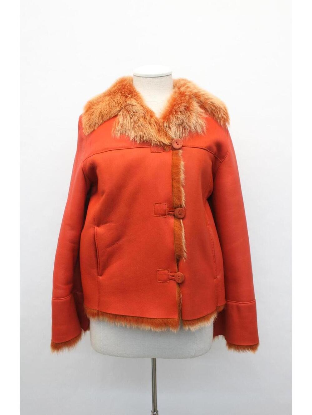 Showroom New Orange Lamb Fur Jacket Coat Women Woman Size 4 Small